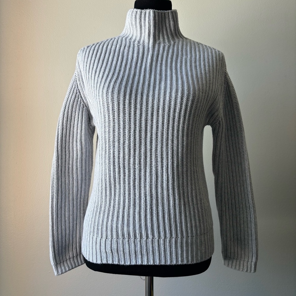 GAP Ribbed Mock Neck Sweater XS Gray 100% Cotton Classic - Picture 1 of 8